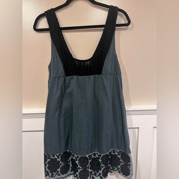 Free People Free Teal Beaded Flower Lace Mini Dress - Picture 5 of 5